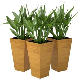 Trio of Tall Planters: 22" Brown, Designed for Both Indoor and Outdoor Use, with Superior Drainage|