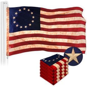 5 Pack Betsy Ross TeaStained Flag 1x1.5 Ft Embroidered 420D Polyester Historical Flag