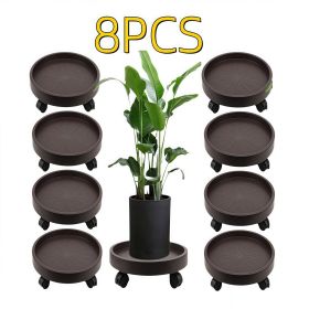 8 Pack Plant Caddy with Wheels, Heavy Duty 12.2 Inch Rolling Plant Stand for Moving Potted Flowers Indoor Outdoor, Brown