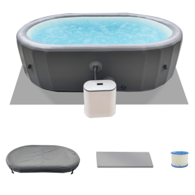 Hot Tub Inflatable Portable Oval Spa 2 Person Hot Tub with 180 Bubble Jets, Cover, Filter Cartridges, Pump