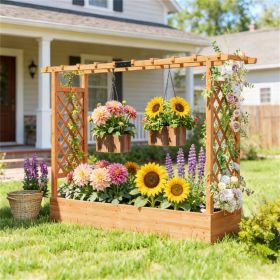 Wooden flowerpot box with trellis, planting box, plant rack