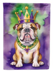 English Bulldog King of Mardi Gras Garden Flag Mailbox Flag Decorative Yard Flag Banner Outside Patio Artwork Yard Flower Beds, Garden Size
