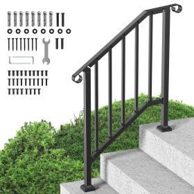 VEVOR Handrails for Outdoor Steps, 2-3 Step Stair Hand Rail Kit, Transitional Carbon Steel Railings with Installation Kit, Stair Rails for Senior