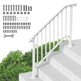 VEVOR Handrails for Outdoor Steps, 3-4 Step Stair Hand Rail Kit, Transitional Carbon Steel Railings with Installation Kit, Stair Rails for Senior