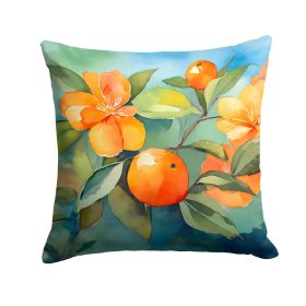 Florida Orange Blossom in Watercolor Throw Pillow Machine Washable, Indoor Outdoor Decorative Pillow for Couch, Bed or Patio, 14Hx14W