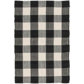 24" x 36" Black White Outdoor Layering Rug