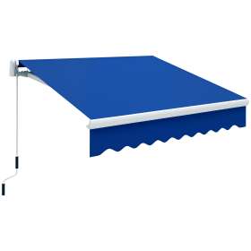 8' x 6.6' Patio Retractable Awning, Manual Exterior Sun Shade Deck Window Cover, Blue