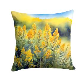 Nebraska Goldenrod in Watercolor Throw Pillow Machine Washable, Indoor Outdoor Decorative Pillow for Couch, Bed or Patio, 18Hx18W