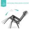 Grey Zero Gravity Folding Reclining Patio Lounge Chair with Canopy Sun Shade