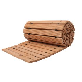 VEVOR Wooden Garden Pathway, 8 ft x 17 in, Non-Slip Curved Garden Walkway, Roll Out Cedar Outdoor Walkway Path with Wire Rope Connection