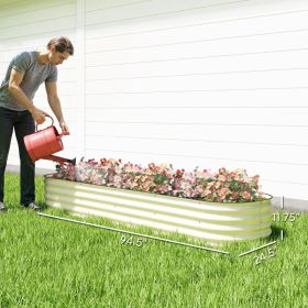 Galvanized Raised Garden Bed Kit, Metal Planter Box With Safety Edging, Cream (Option: Cream)