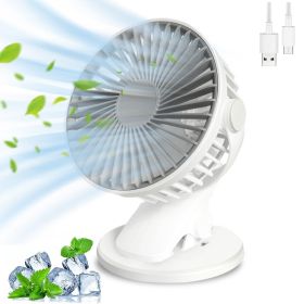 Ultra Quiet Clip On Fan With 360 Degree Rotation, USB Rechargeable Portable Personal Fan for Indoor Outdoor Use (Option: F08-White-1200mah)