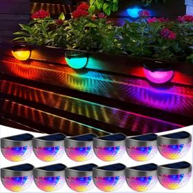 12/6 Solar fence lights, solar platform lights, solar wall lights, rechargeable solar cells, suitable for front porches, security lights (Quantity: 12PCS, Color: Colorful)