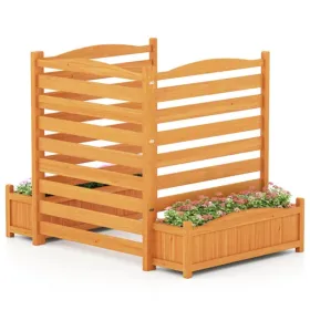 No-Dig Fir Wood Privacy Fence With Planter Boxes, 3-Panel AC Unit Screen For Outdoor Trash/Pool Equipment Concealment (Option: defaulttitle)