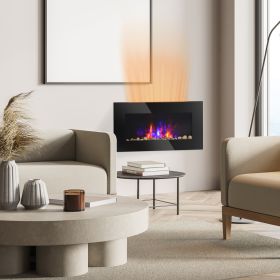 28.5" 1450W Electric Wall-Mounted Fireplace with Flame Effect (Option: Black-823x208x504 mm)