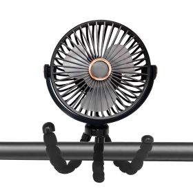 7 Inch Portable Clip On Fan With LED Lantern- Rechargeable Battery Operated Fan, 3 Speeds, For Stroller Treadmill Tent RV Outdoor Emergenc (Option: Black)